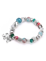 Blauer Boho Damen Armband Chic Kristall Mit Silberner Elefantendekoration