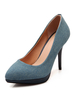 Blauer High Heels Denim Spitzschuh Pfennigabsatz Pumps Damen Schuhe