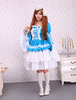 Blaues und weißes Lolita Kleid mit viereckigem Ausschnitt und Pagodenärmeln