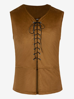 Blaues Vintage-Oberteil Retro-Schnürung ärmellos Polyester-Polyesterfaser-Weste Retro-Kostüme für Herren