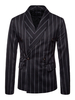 Blazer 2020 Für Man Plus Größe Doppelt Breasted fit Jacke Schal Umlegekragen Streifen schwarz leger Blazer