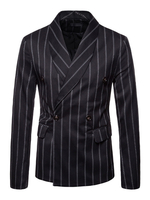 Blazer 2020 Für Man Plus Größe Doppelt Breasted fit Jacke Schal Umlegekragen Streifen schwarz leger Blazer