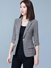 Blazer Damen 1/2 Ärmel und Umlegekragen und Taschen gemischten Baumwollen Kurz Jacke