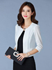 Blazer Damen 3/4 Ärmel und Rundkragen gemischten Baumwollen Kurz Jacke
