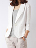 Blazer Damen 3/4 Ärmel und Umlegekragen und Knöpfen Leinen Kurz Jacke