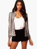 Blazer Damen Langarm mit Pailletten und Pailletten bestickt Kurz Jacke