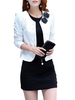 Blazer Damen Langarm mit Rundhalsausschnitt und Schleife Baumwolle Kurz Jacke