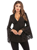 Blazer Damen Langarm mit spitzem Dekolleté Cutouts Baumwollfasern Kurz Jacke