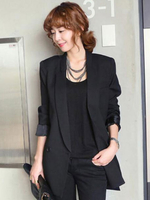 Blazer Damen Langarm mit Umlegekragen und Knöpfen Polyester Kurz Jacke