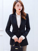 Blazer Damen Langarm mit Umlegekragen und Knöpfen Polyester Kurz Jacke