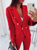 Blazer Damen Langarm mit Umlegekragen und Knöpfen Polyester Kurz Jacke