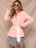 Blazer Damen Langarm mit Umlegekragen und Schlitz an der Front Polyester Kurz Jacke