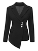 Blazer Damen Langarm mit Umlegekragen und Taschen Polyester Kurz Jacke