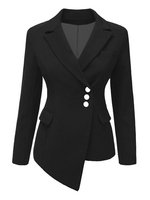Blazer Damen Langarm mit Umlegekragen und Taschen Polyester Kurz Jacke