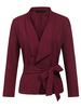 Blazer Damen Langarm und Umlegekragen geknotet gemischten Baumwollen Kurz Jacke