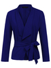 Blazer Damen Langarm und Umlegekragen geknotet Polyester-Baumwolle Kurz Jacke