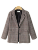 Blazer Damen Langarm und Umlegekragen gemischten Baumwollen Kurz Jacke