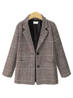 Blazer Damen Langarm und Umlegekragen gemischten Baumwollen Kurz Jacke