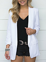 Blazer Damen Langarm und Umlegekragen Polyester Kurz Jacke