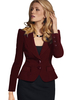 Blazer Damen Langarm und Umlegekragen und Knöpfen Polyester Kurz Jacke