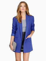 Blazer Damen Langarm und Umlegekragen und Knöpfen Polyester Kurz Jacke