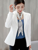 Blazer Damen Langarm und Umlegekragen und Knöpfen Polyester Kurz Jacke
