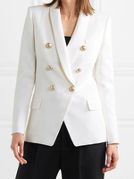 Blazer Damen Langarm und Umlegekragen und Knöpfen Polyester Kurz Jacke