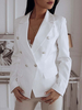 Blazer Damen Langarm und Umlegekragen und Knöpfen Polyester Kurz Jacke
