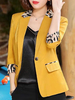 Blazer Damen Langarm und Umlegekragen und Knöpfen Polyester Kurz Jacke