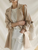 Blazer Damen Langarm und Umlegekragen und Taschen Lang Jacke