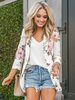 Blazer Damen Langarm und Umlegekragen und Taschen Polyester Kurz Jacke