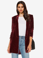 Blazer für Damen Velours lange Ärmel einfarbig maßgeschneiderte Jacke