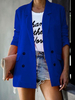 Blazer für Frauen Blauer Turndown-Kragen Langarm-Zweireiher-Freizeitblazer
