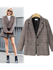 Blazer für Frauen Chic Polyester Turndown Collar Lange Ärmel