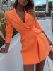 Blazer für Frauen Chic Turndown Kragenknöpfe mit langen Ärmeln Polyester Orange Coat