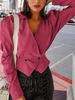 Blazer für Frauen Chic V-Ausschnitt Knöpfe Langarm Polka Dot Layered Polyester Pink Jacke