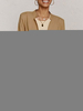Blazer für Frauen Khaki Notched Neckline Buttons Langarm-Baumwollblazer