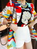 Blazer für Frauen Mode Tie Dye Turndown Kragen Knöpfe mit langen Ärmeln