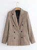 Blazer für Frauen Plaid Turndown Collar Langarm Zweireiher Kurzjacken