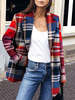Blazer für Frauen Polyester Turndown Kragen Langarm Checkerboard Pattern Wintermantel
