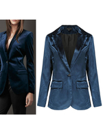 Blazer für Frauen Samt Turndown Kragen Langarm Slim Fit Blazer