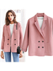 Blazer für Frauen Stilvolle Polyester übergroße Turndown-Kragen lange Ärmel rosa Mäntel