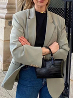 Blazer für Frauen Turndown Collar Langarm Übergroße Blazer