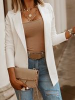 Blazer für Frauen Weißer Turndown-Kragen Langarm-Baumwoll-Freizeitjacke