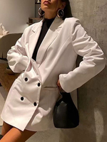 Blazer für Frauen White Turndown Collar Langarm Casual Blazer