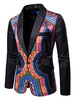 Blazer für Männer Ethnische Print Schal Revers One Button Black Suit Jacket
