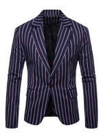 Blazer für Männer Nadelstreifen Casual Anzug One Button Notch Kragen Blazer Jacke