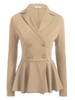 Blazer Kleid Damen Jacke Langarm Minikleid Baumwolle und Umlegekragen Khakifarbe Anzugjacke