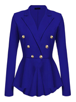 Blazer Kleid Damen Jacke Langarm Minikleid Polyester und Umlegekragen marineblau Anzugjacke