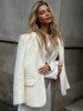 Blazerjacke Ecru Weiß Revers Lange Ärmel Elegante Frühlingsoberbekleidung für Damen 2025